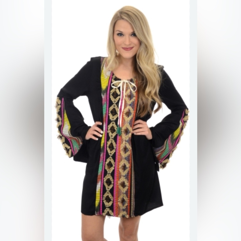 Judith March Jaquard embroidered boho dress size large
